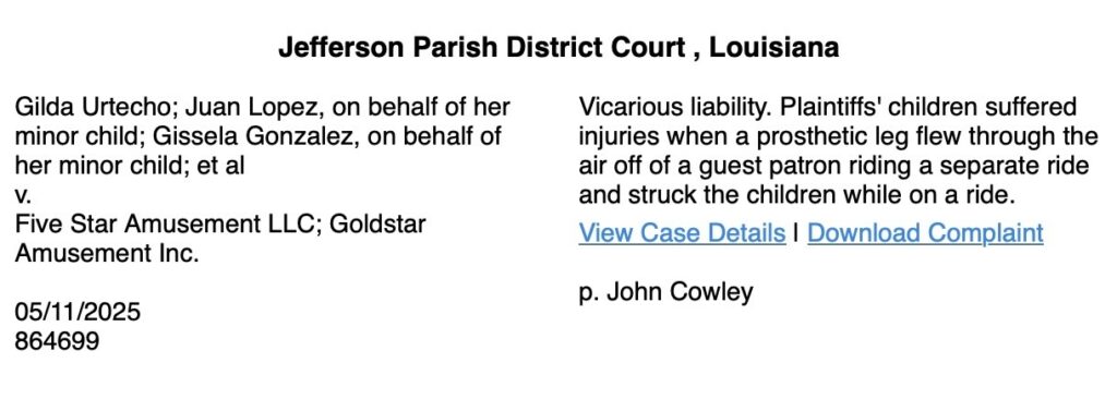 Plaintiffs Allegedly Struck by Prosthetic Leg...